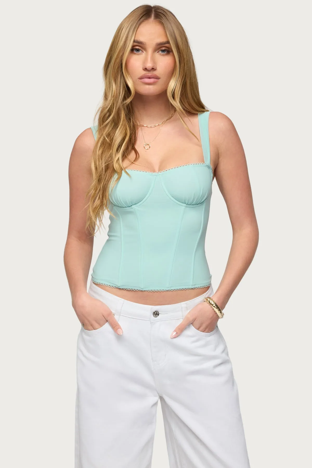 Marcella Wide Strap Corset sold by Edikted