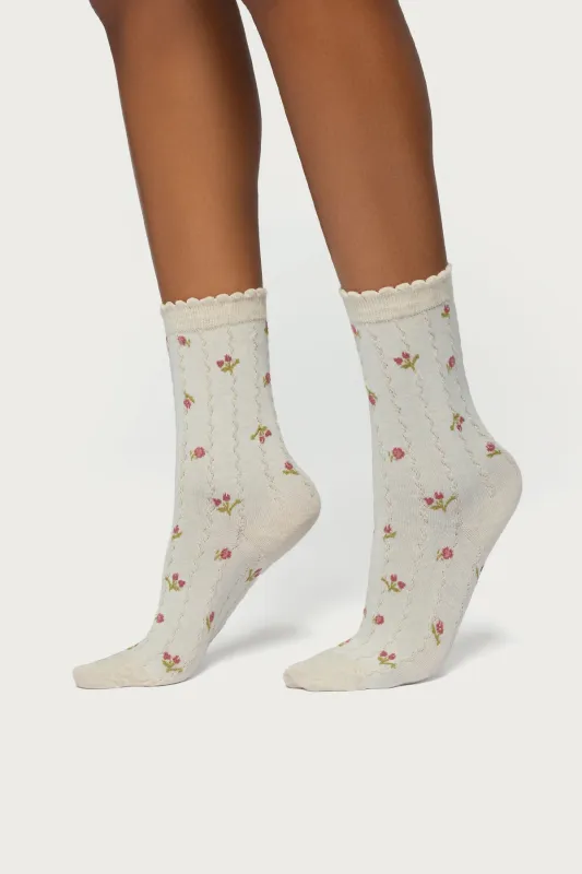 Embroidered Rose Socks sold by Edikted