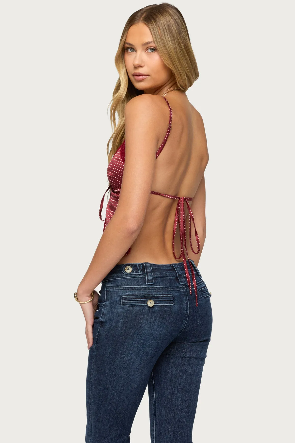 Backless Satin Effect Polka Dot Top sold by Edikted product image thumbnail 4