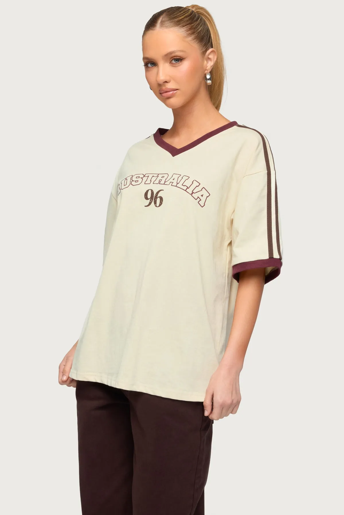 Australia 96 Contrast Oversized T Shirt sold by Edikted product image thumbnail 3