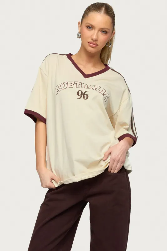 Australia 96 Contrast Oversized T Shirt sold by Edikted