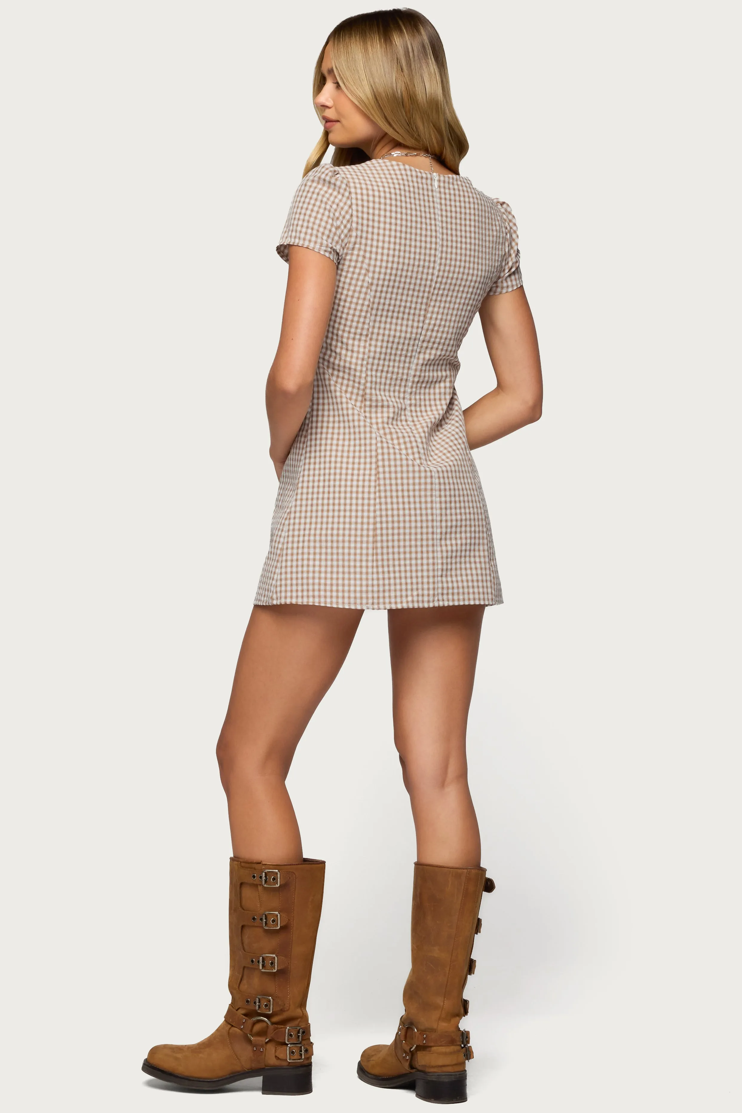 Arli Gingham Button Up Romper sold by Edikted product image thumbnail 3