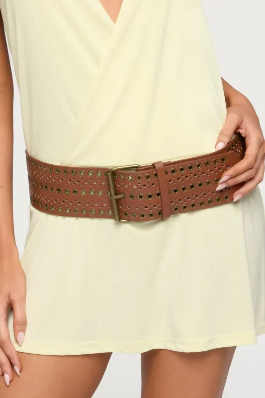 Western Grommet Faux Leather Belt made by Edikted