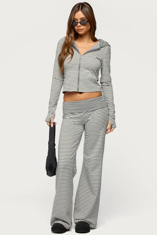 Meggy Striped Foldover Pants sold by Edikted