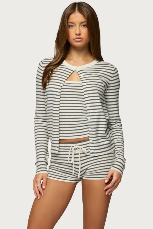 Lillian Striped Button Up Knit Cardigan made by Edikted