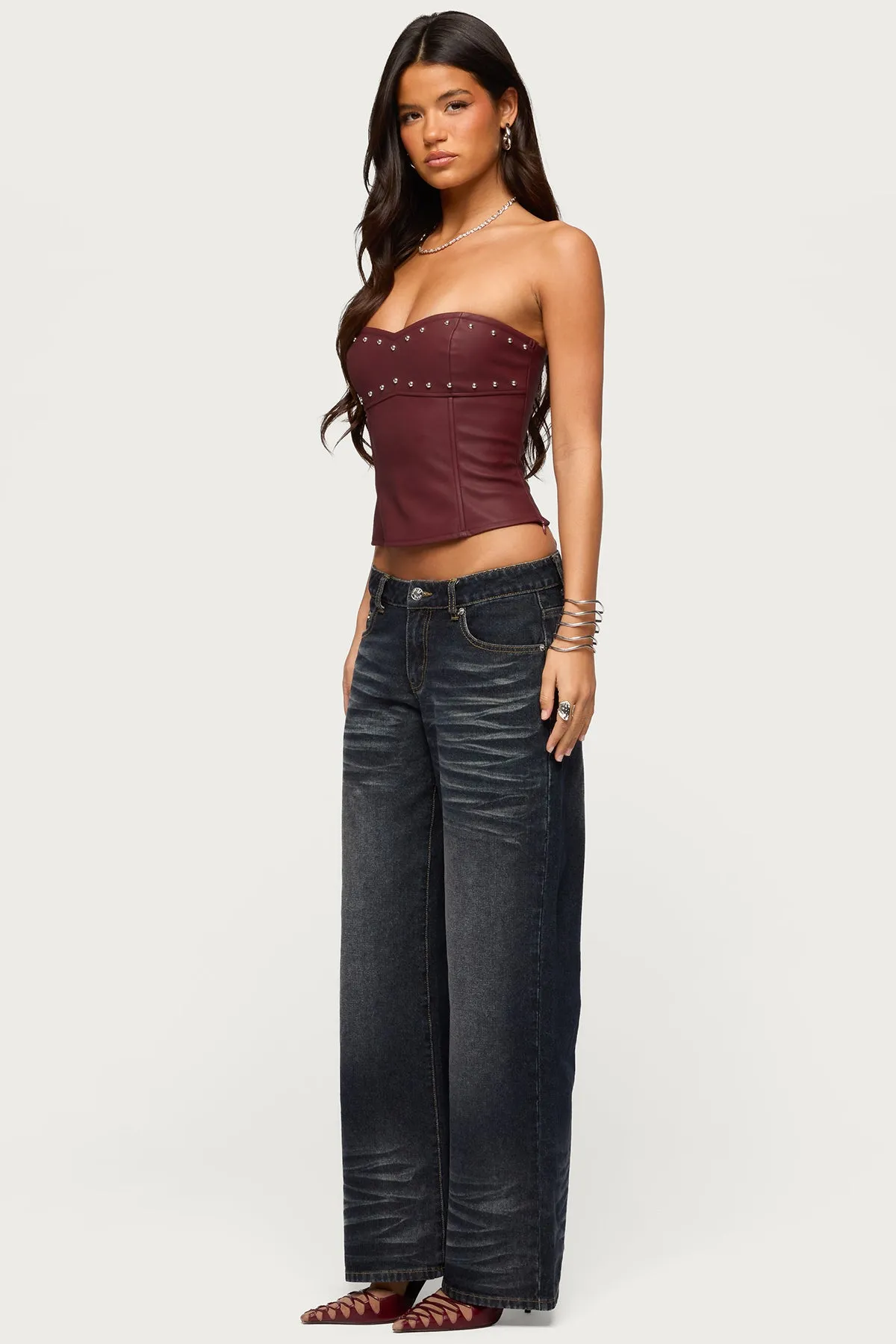 Izara Studded Faux Leather Corset sold by Edikted product image thumbnail 4