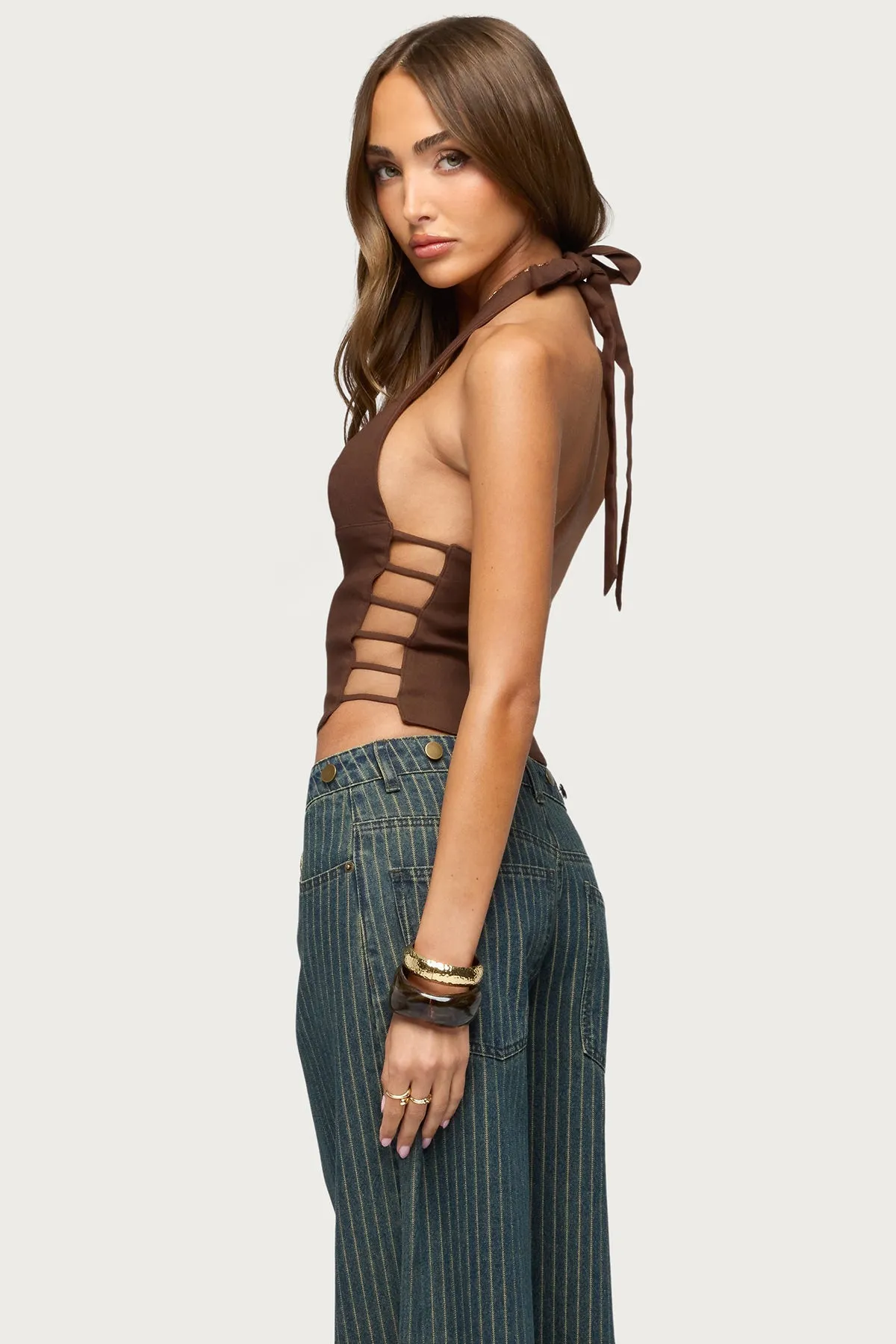 Aneera Cutout Plunging Halter Top sold by Edikted product image thumbnail 5