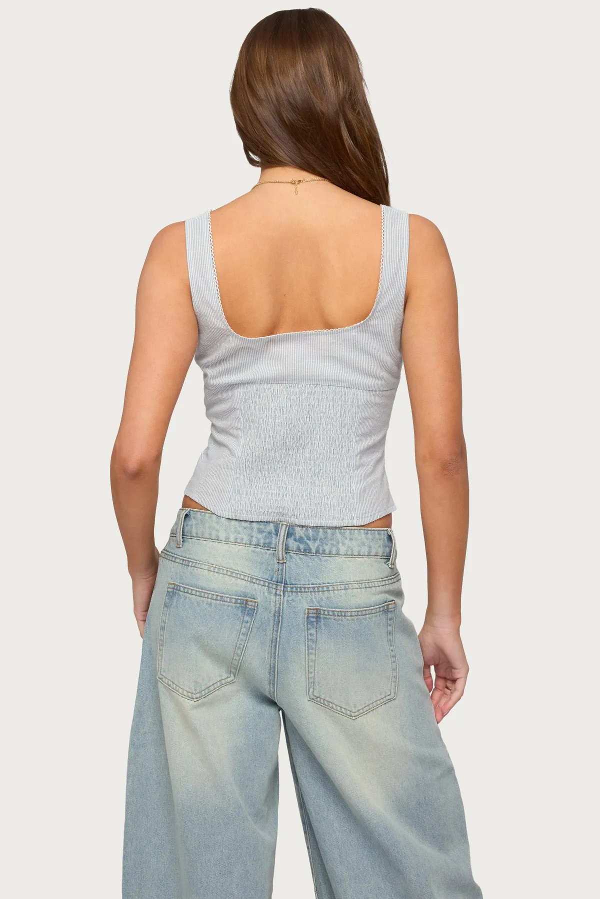 Katiya Pinstripe Button Up Top sold by Edikted product image thumbnail 5