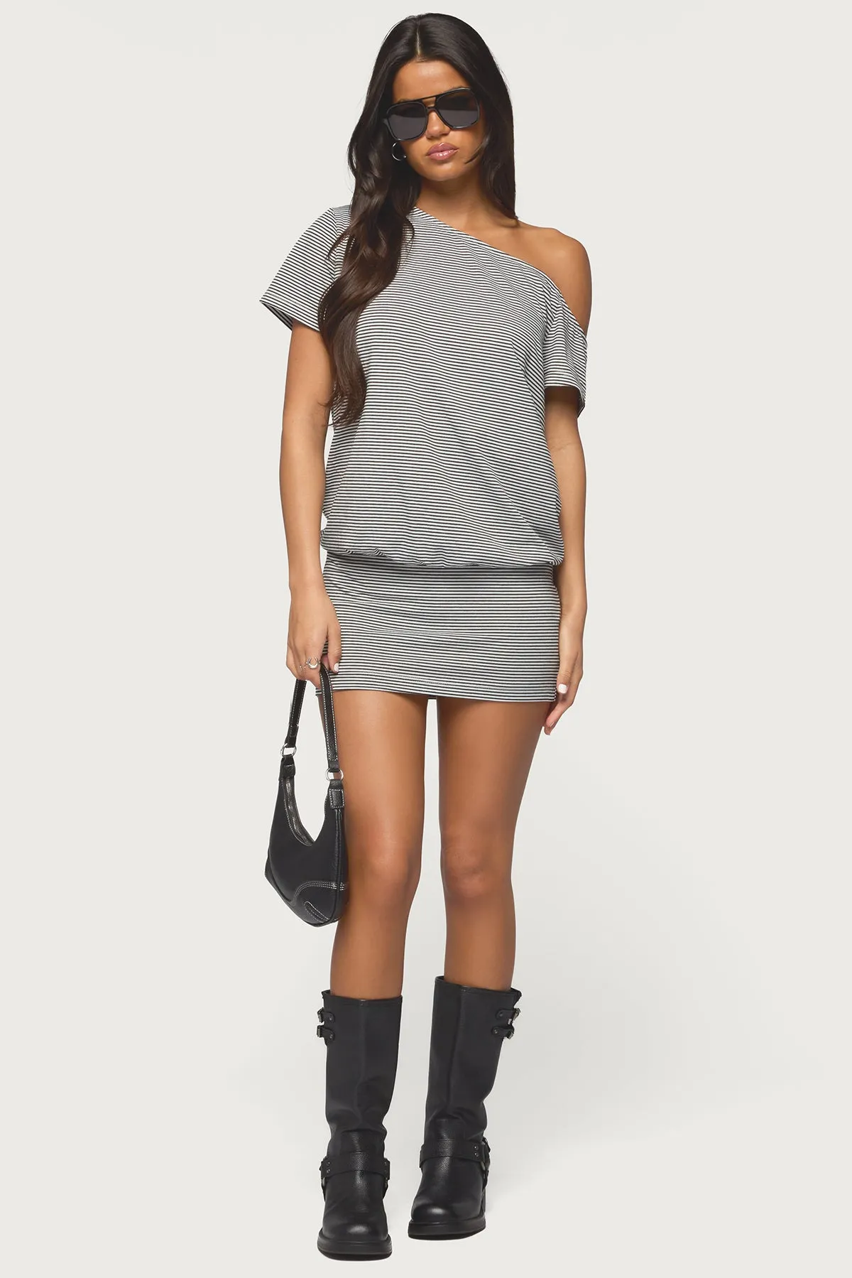 Striped Off Shoulder Cutout Mini Dress sold by Edikted product image thumbnail 5