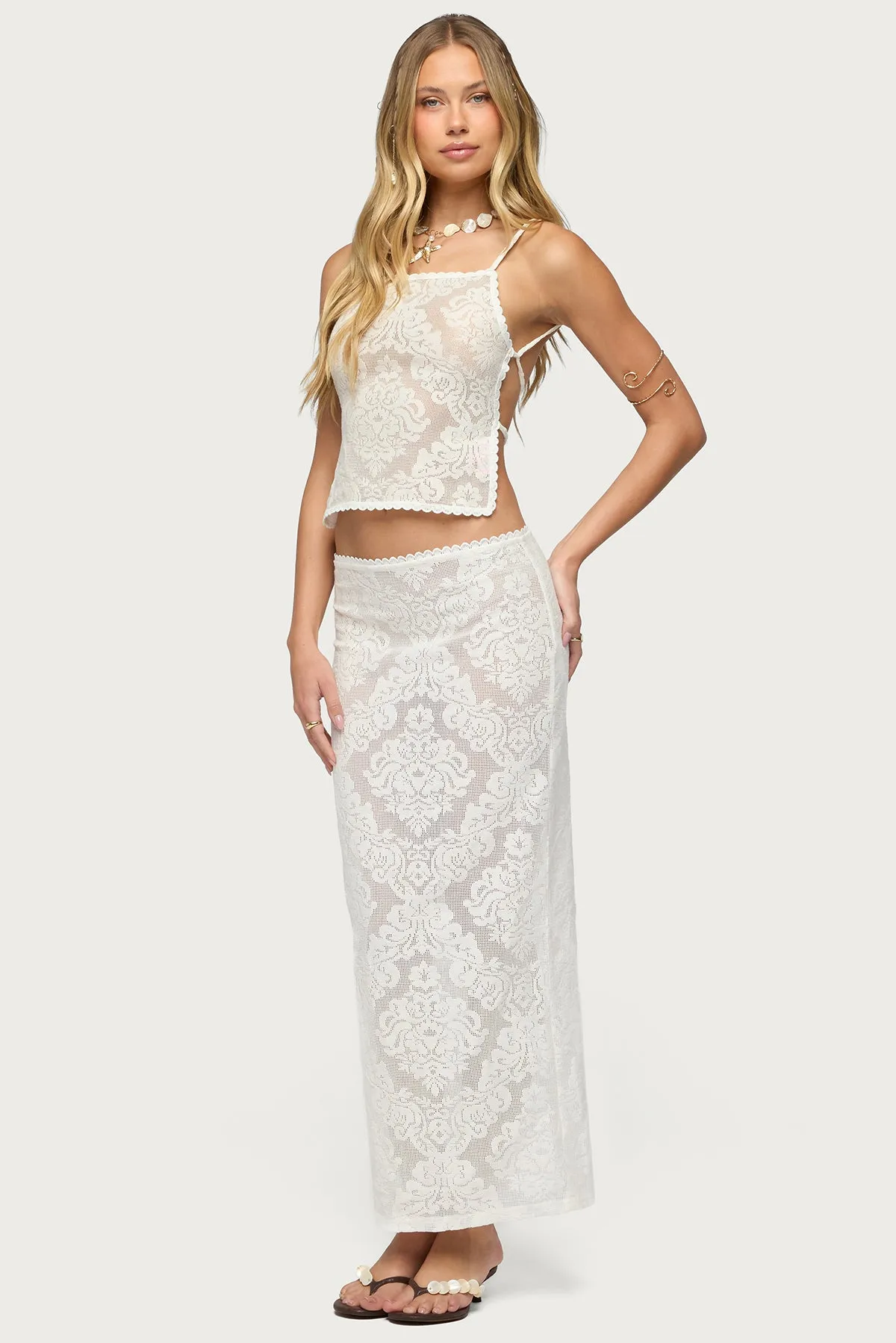 Violette Sheer Lace Maxi Skirt sold by Edikted product image thumbnail 3