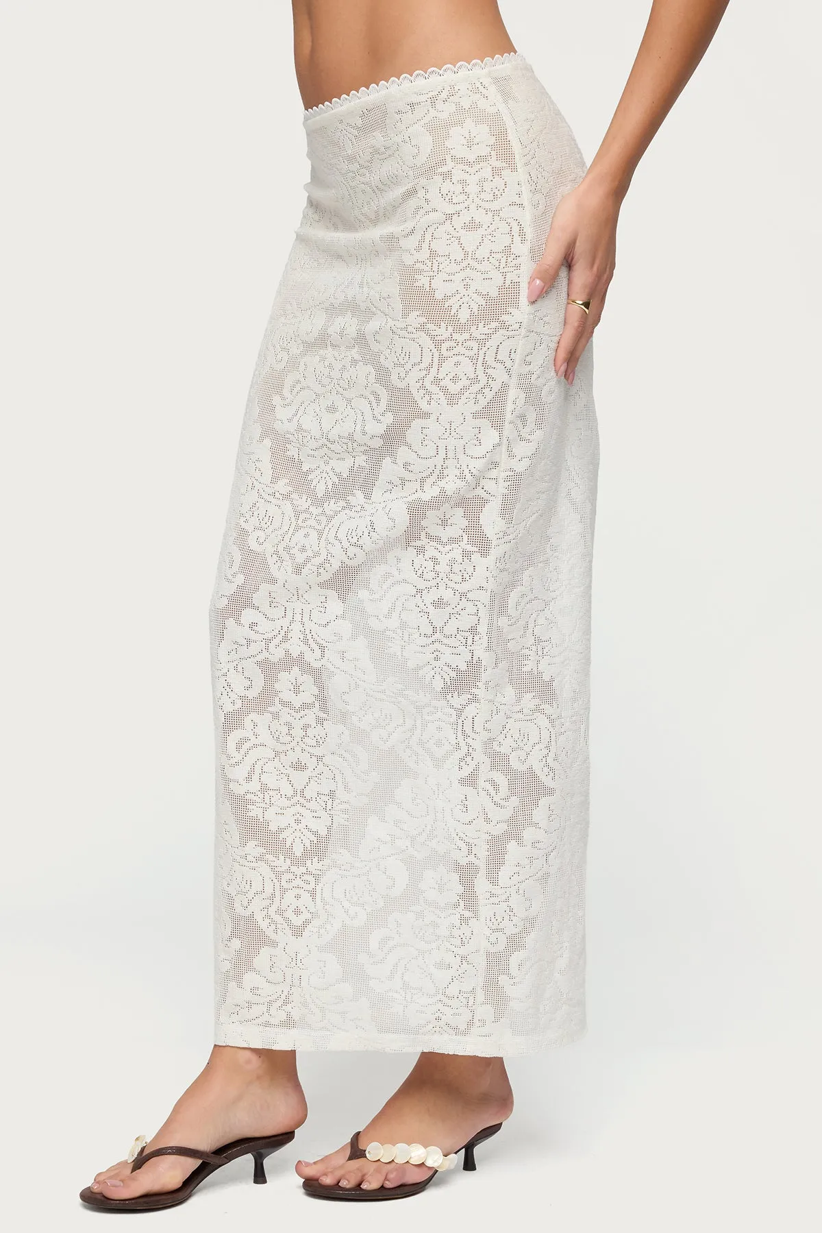 Violette Sheer Lace Maxi Skirt sold by Edikted product image thumbnail 4