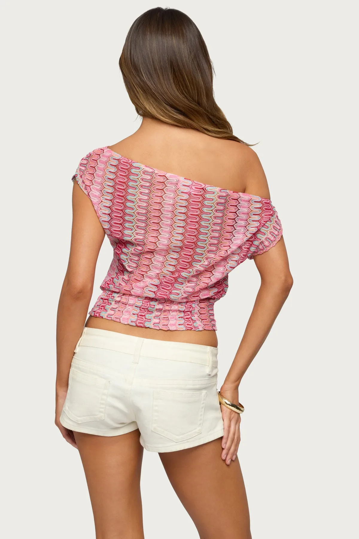 Taniya Off Shoulder Zigzag Knit Top sold by Edikted product image thumbnail 5