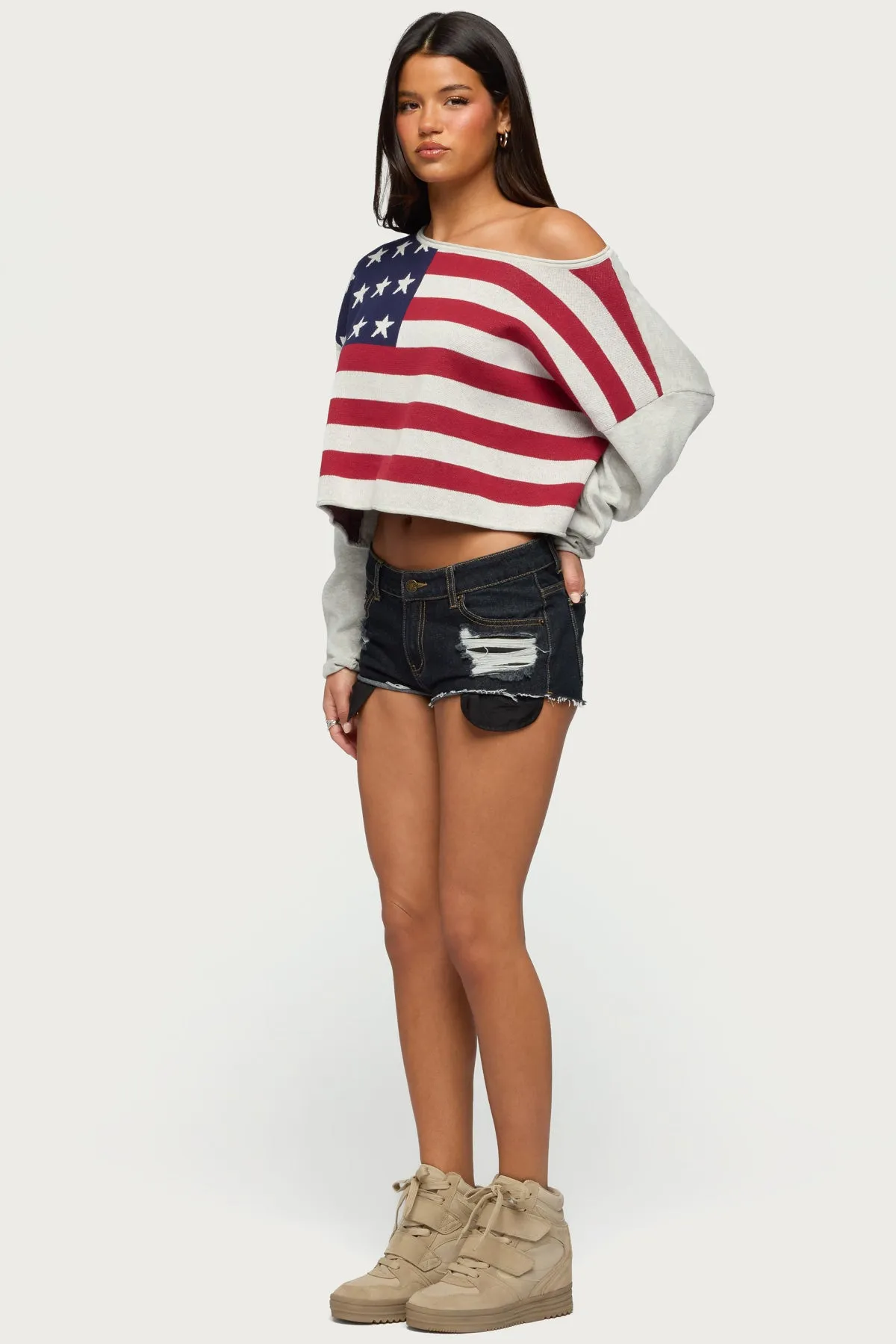 USA Off Shoulder Sweater sold by Edikted product image thumbnail 4