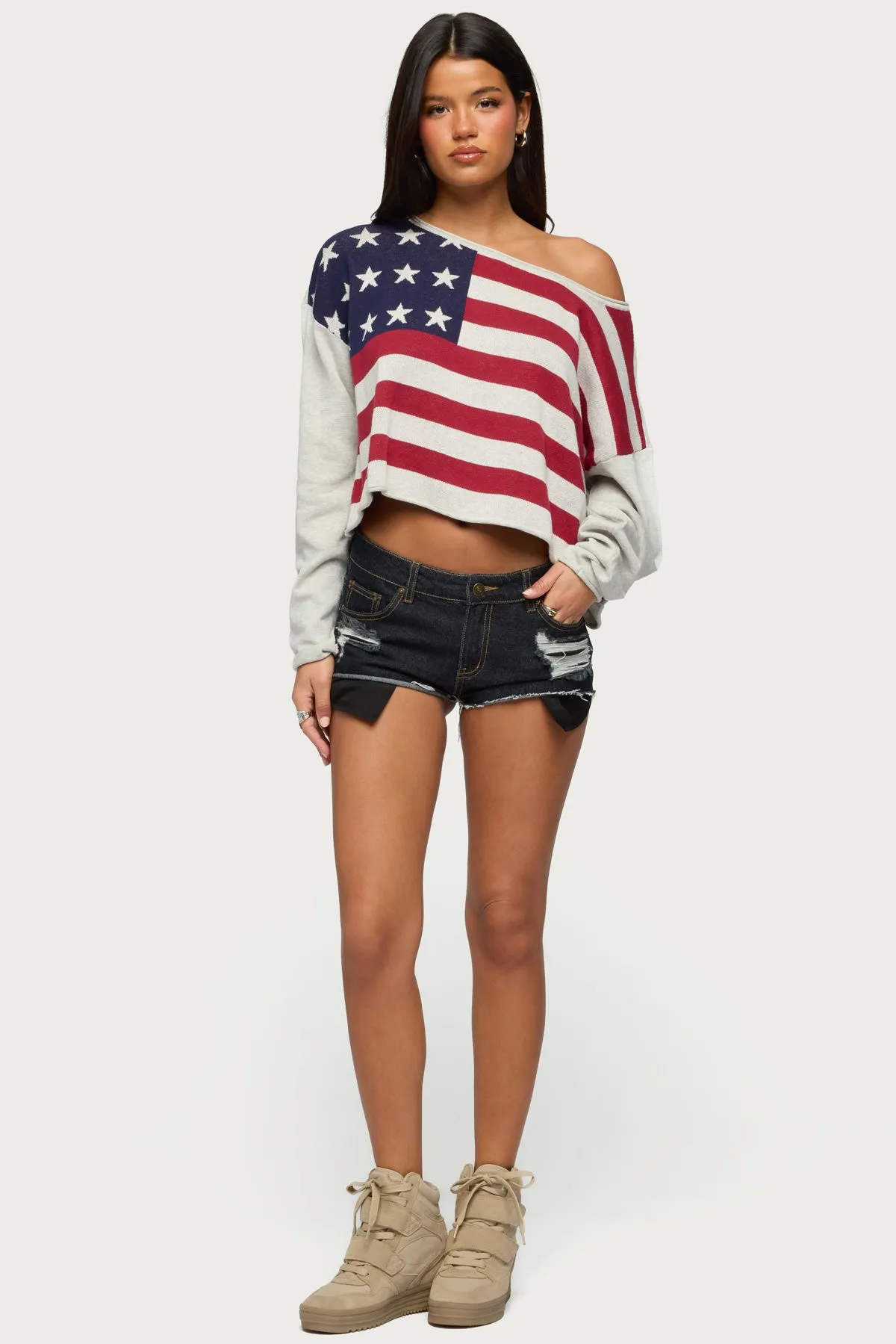 USA Off Shoulder Sweater sold by Edikted product image thumbnail 2