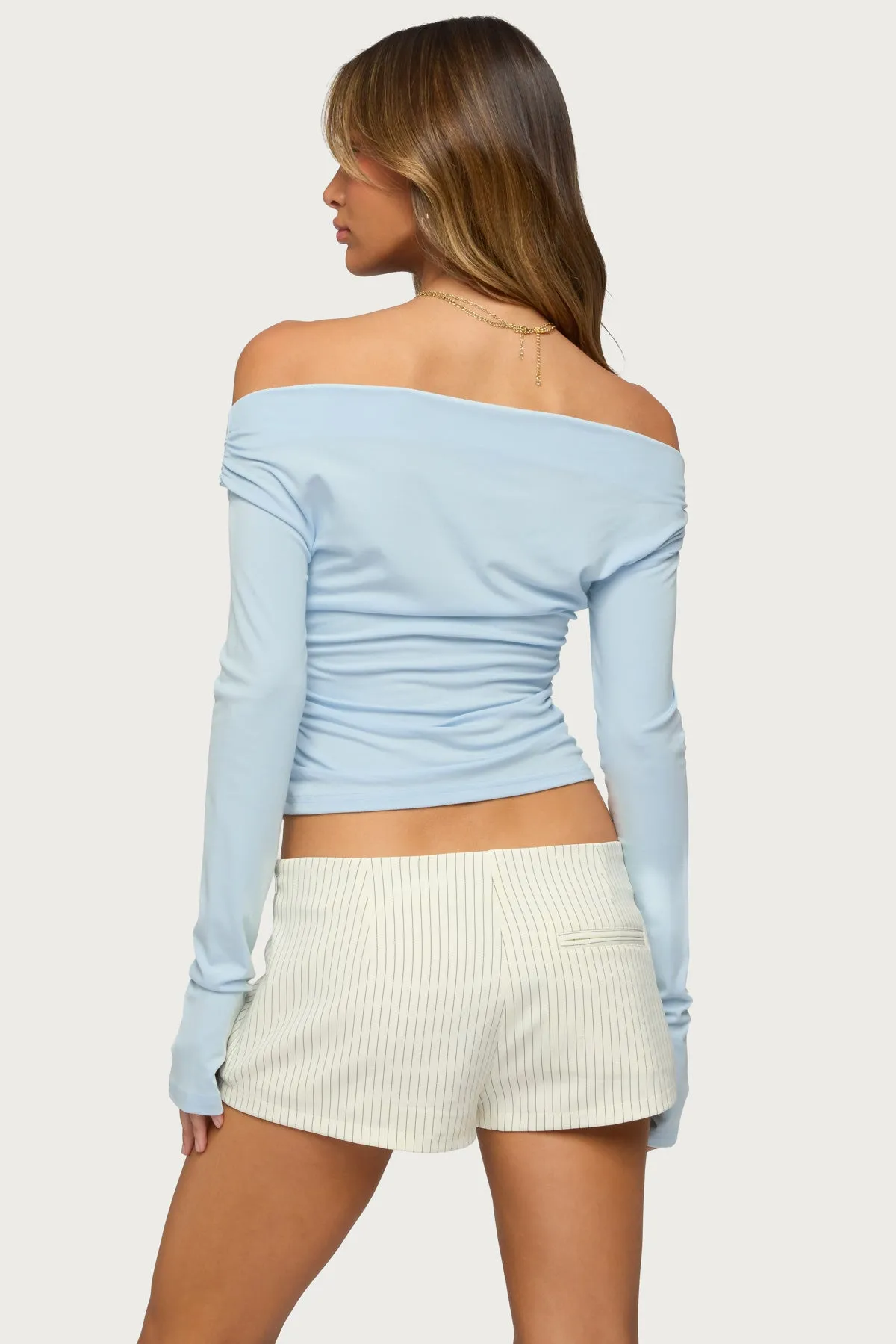 Milane Ruched Off Shoulder Ribbed Top sold by Edikted product image thumbnail 5