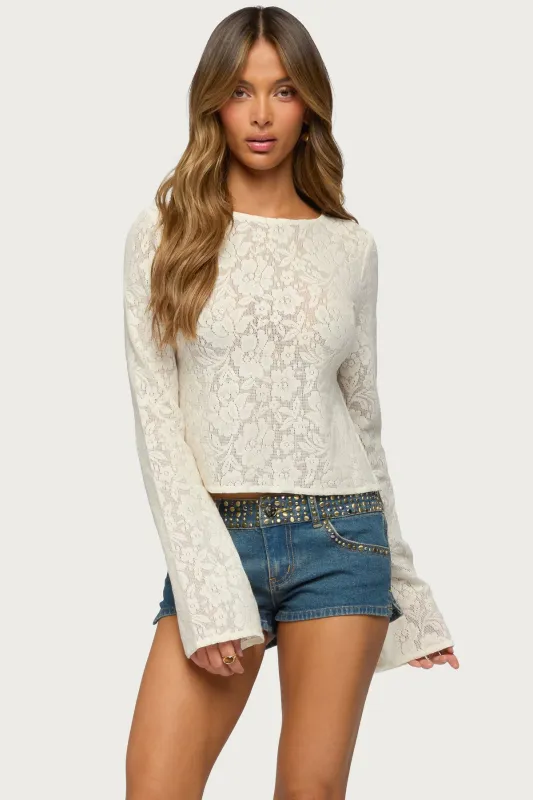 Flaura Backless Sheer Lace Top made by Edikted