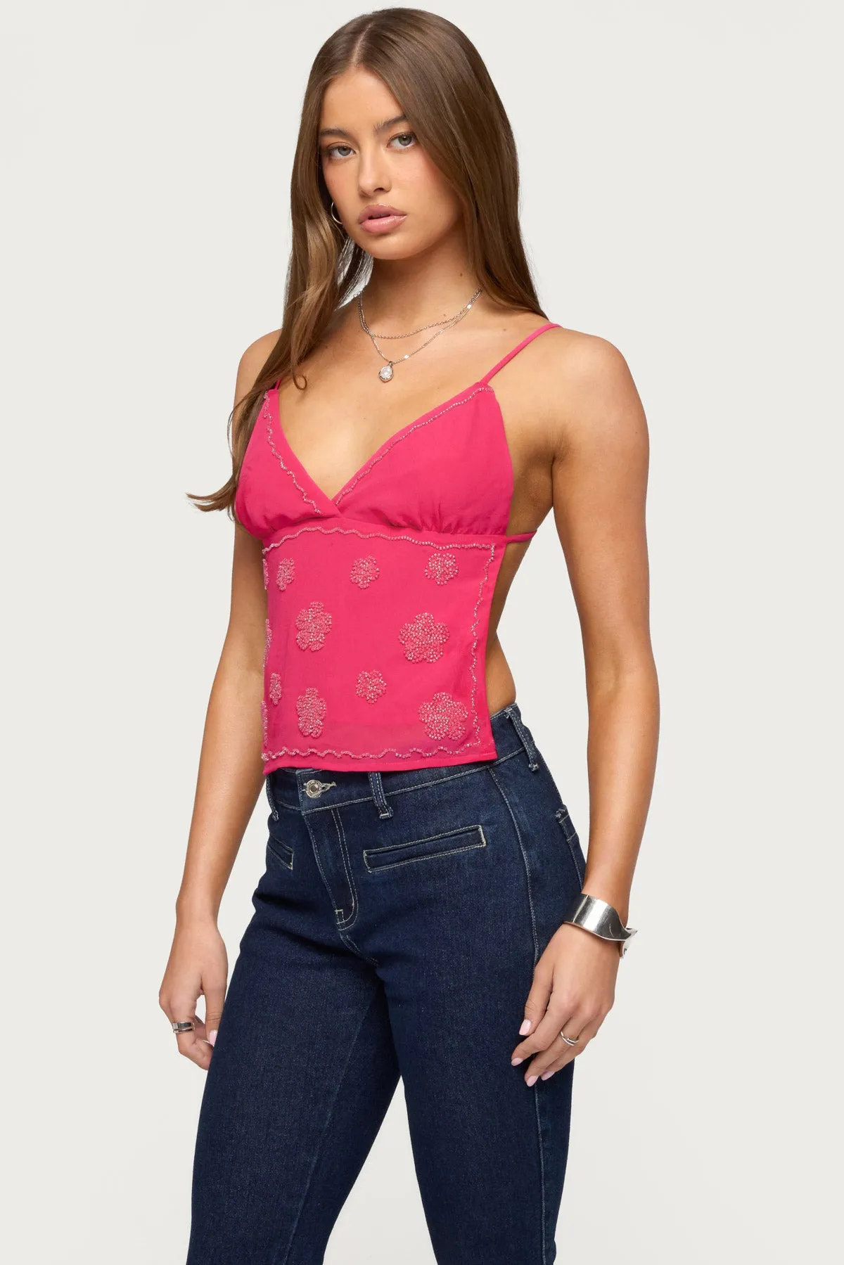 Kazi Backless Floral Bead Top sold by Edikted product image thumbnail 3