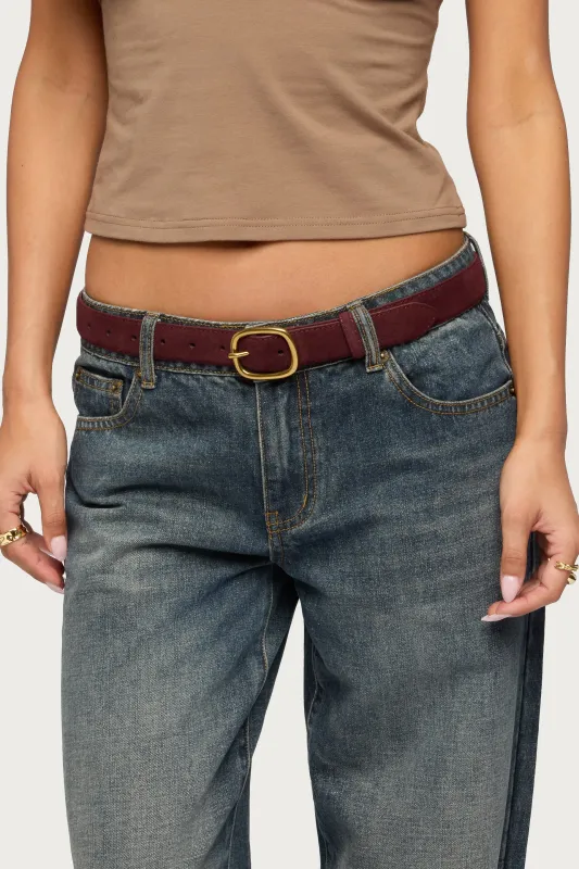 Oval Buckle Faux Suede Belt made by Edikted