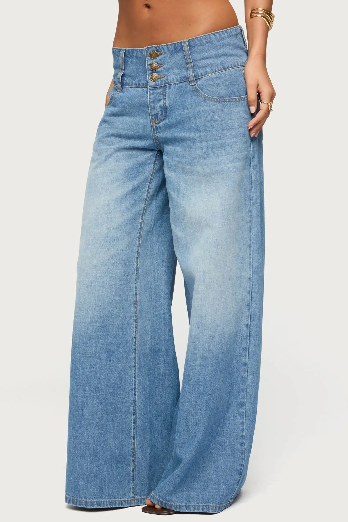Wide Waistband Low Rise Baggy Jeans sold by Edikted product image thumbnail 3