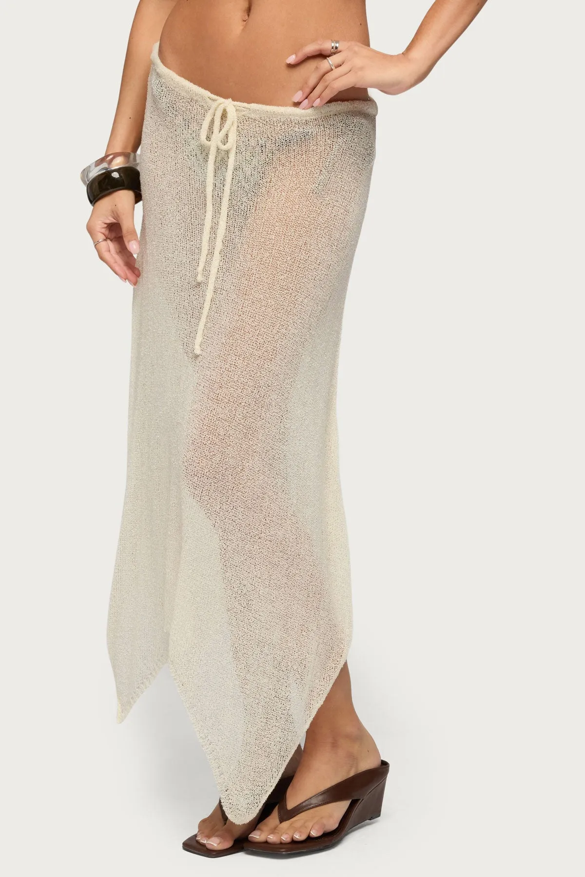 Isla Handkerchief Sheer Knit Midi Skirt sold by Edikted product image thumbnail 3