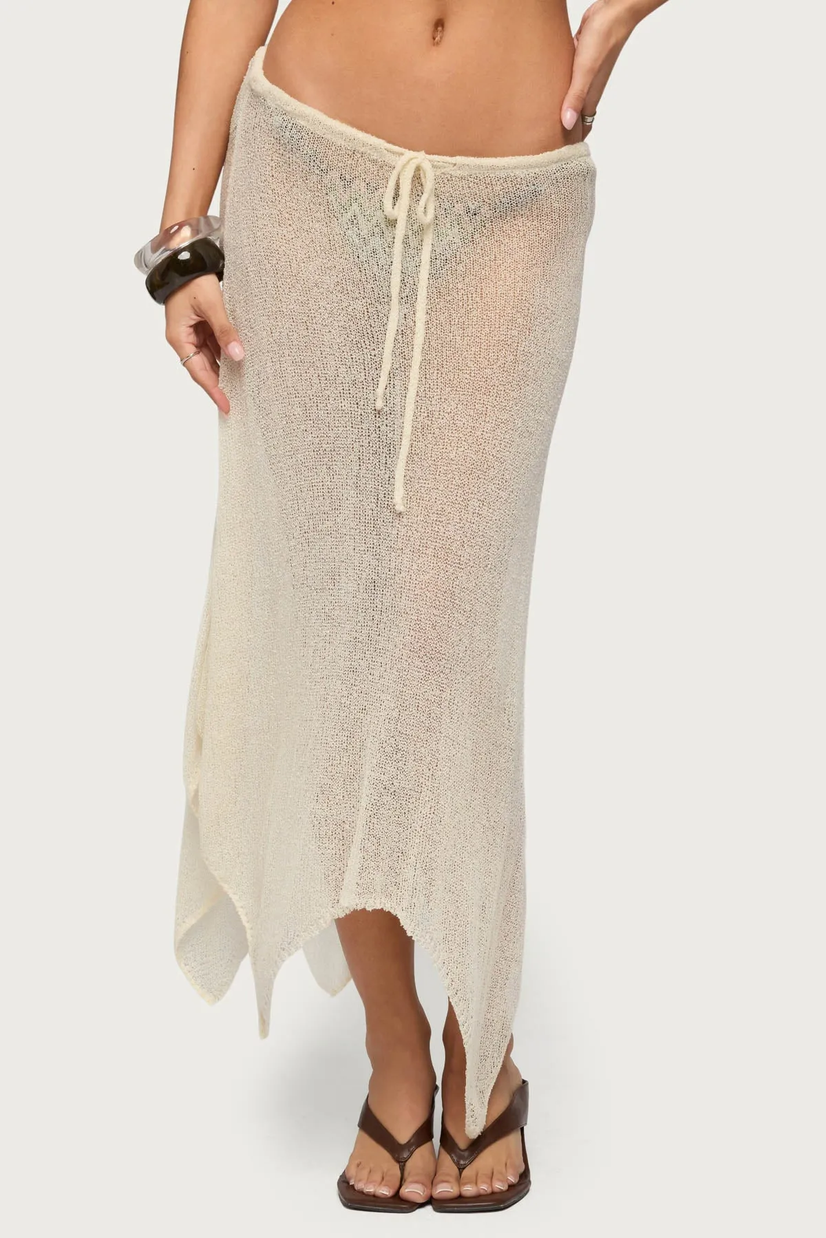 Isla Handkerchief Sheer Knit Midi Skirt sold by Edikted product image thumbnail 2