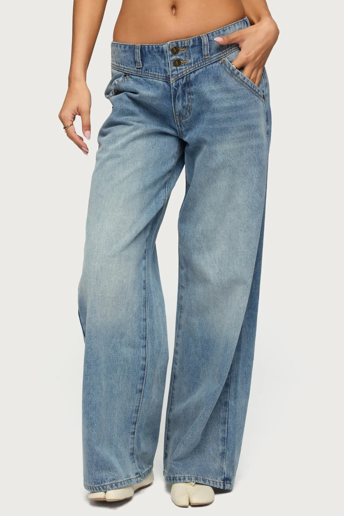 Meredith Low Rise Wide Leg Jeans sold by Edikted product image thumbnail 2