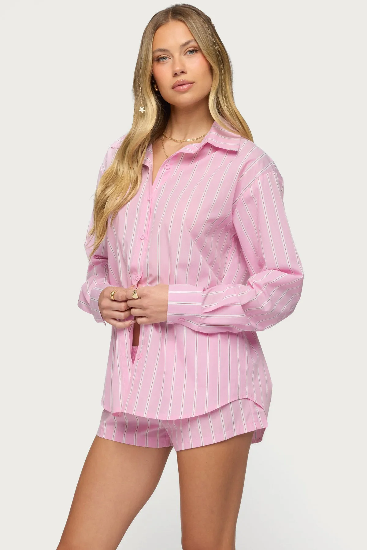 Carmella Striped Oversized Shirt sold by Edikted product image thumbnail 3