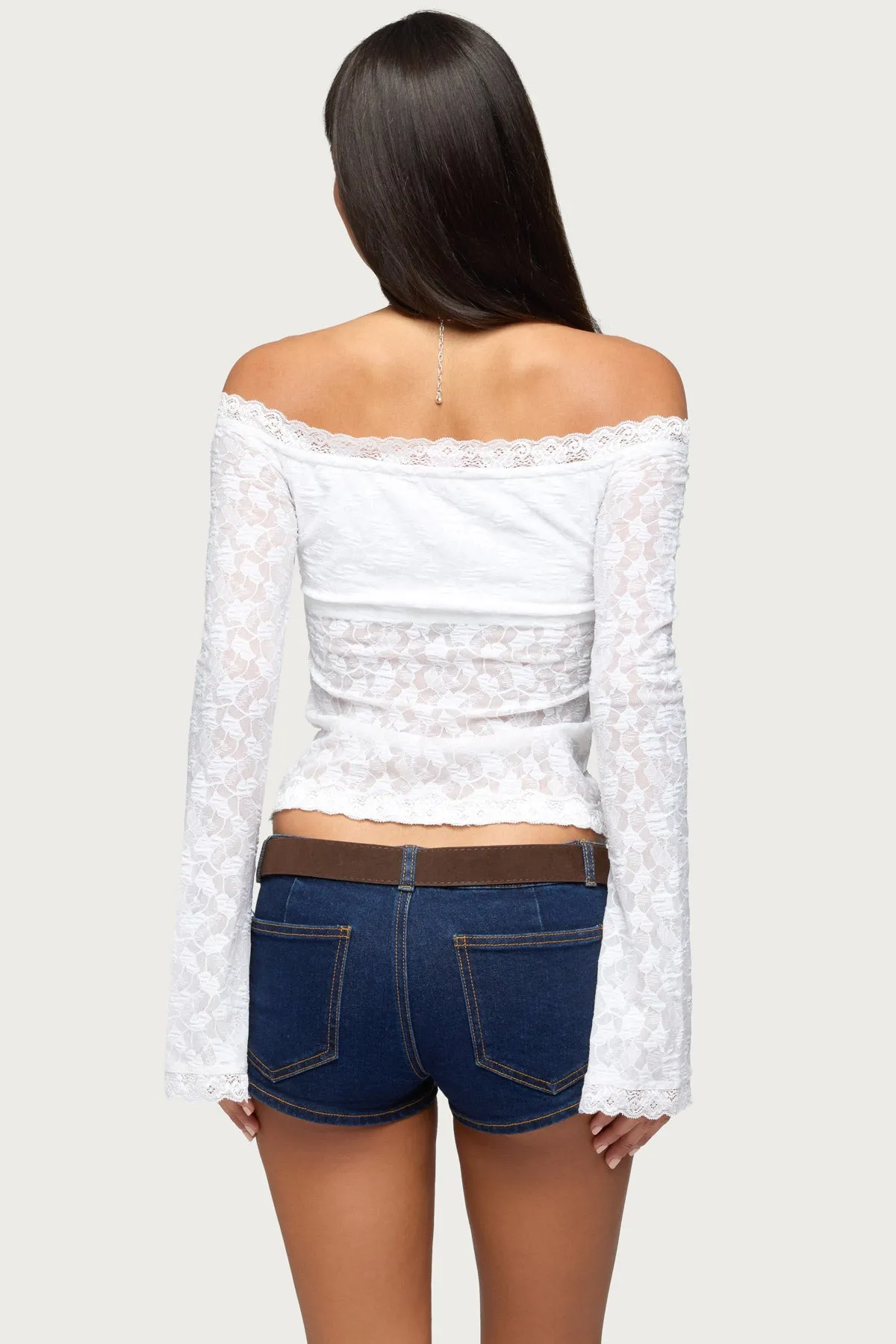 Built In Bra Off Shoulder Lace Top sold by Edikted product image thumbnail 4