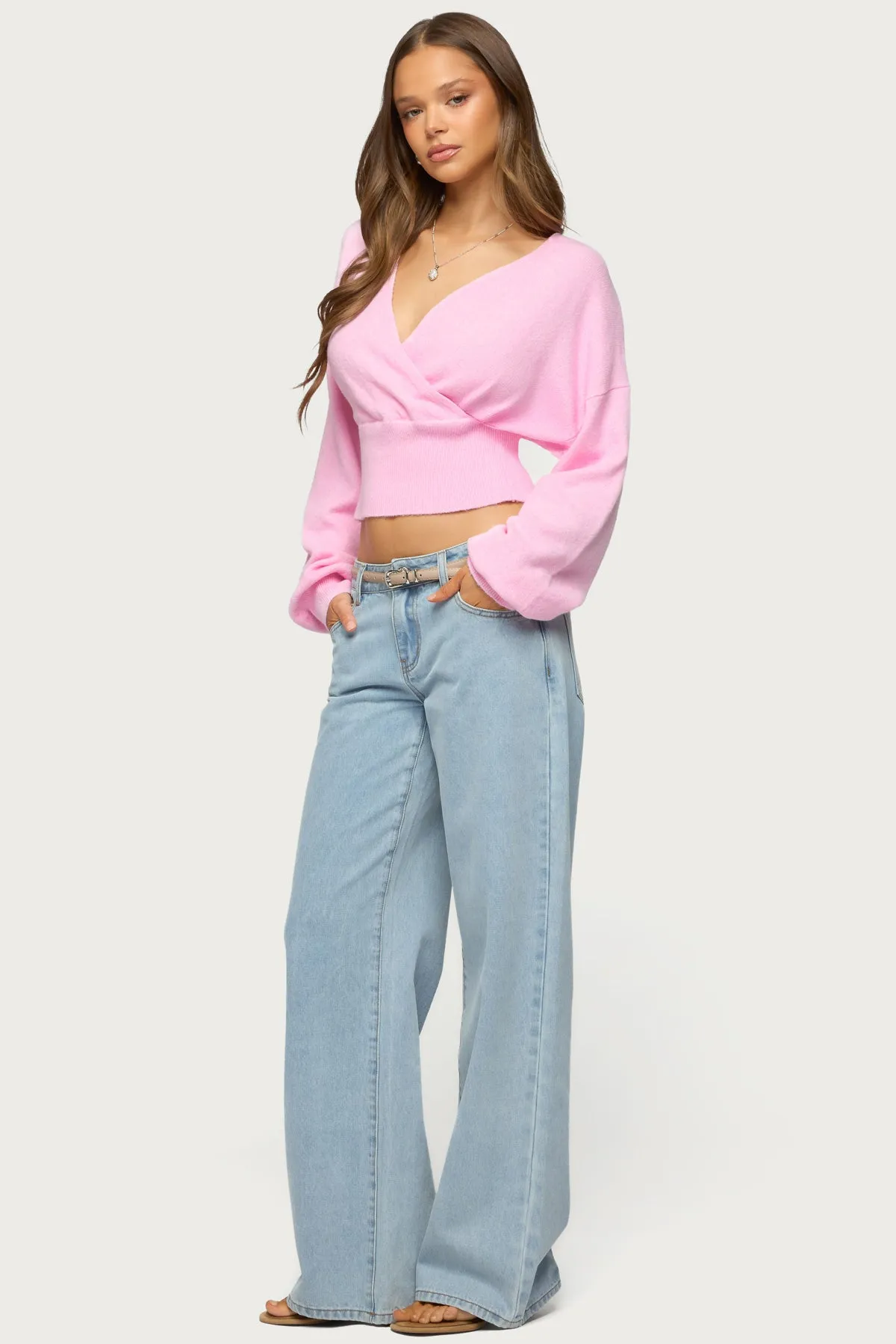 Lillia V Neck Wrap Sweater sold by Edikted product image thumbnail 4