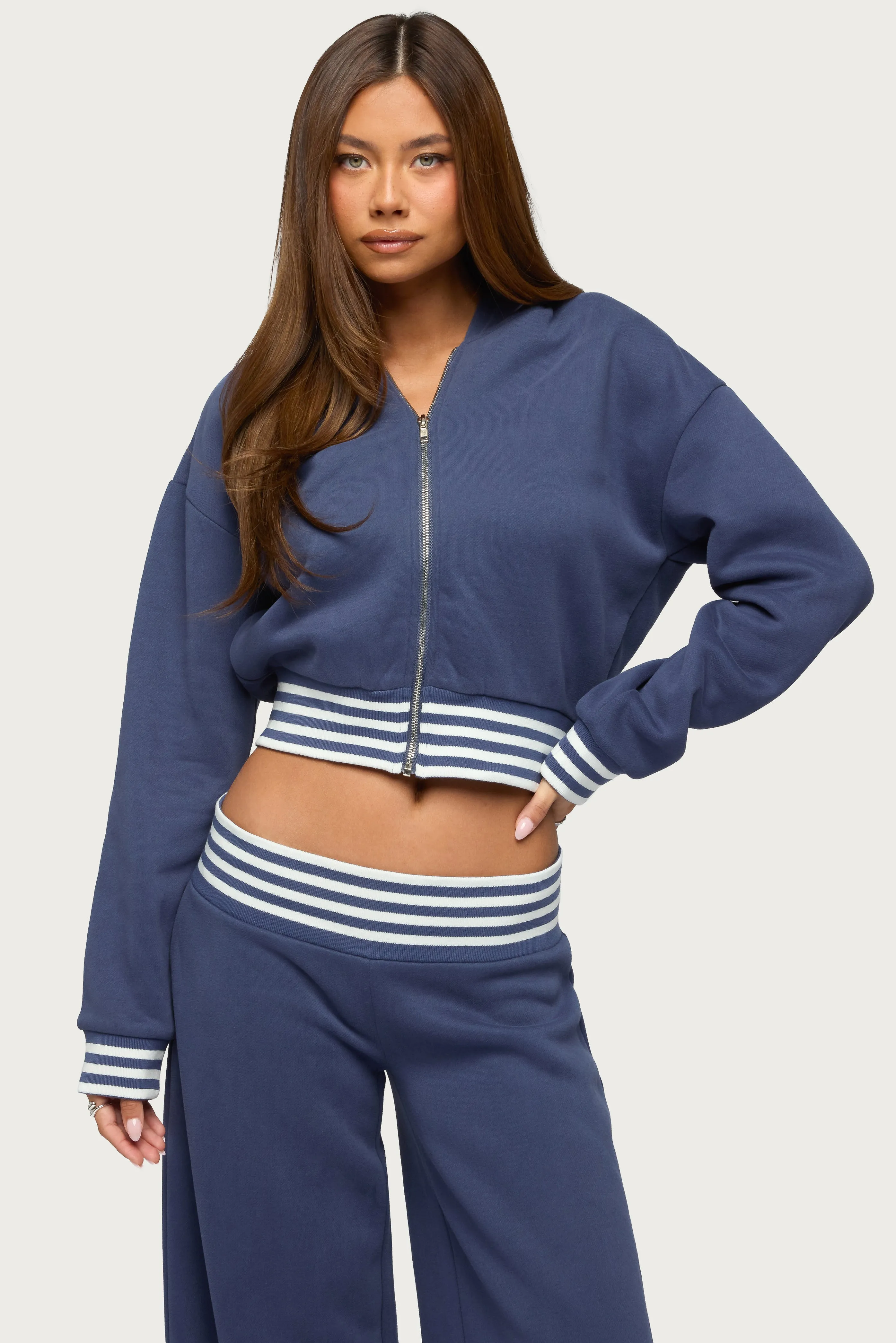 Eloura Stripey Zip Up Hoodie sold by Edikted