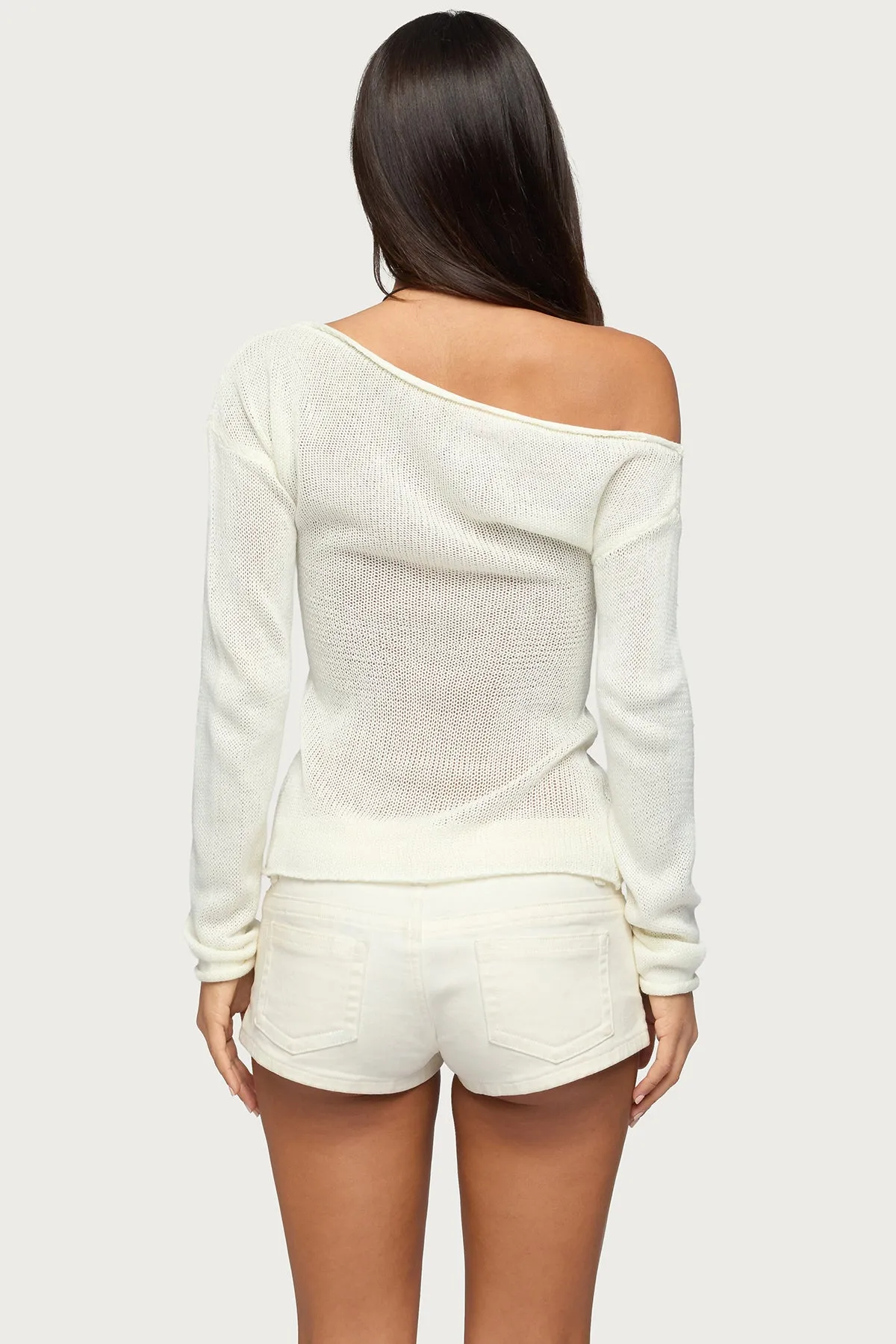 Violete Off Shoulder Sheer Sweater sold by Edikted product image thumbnail 5