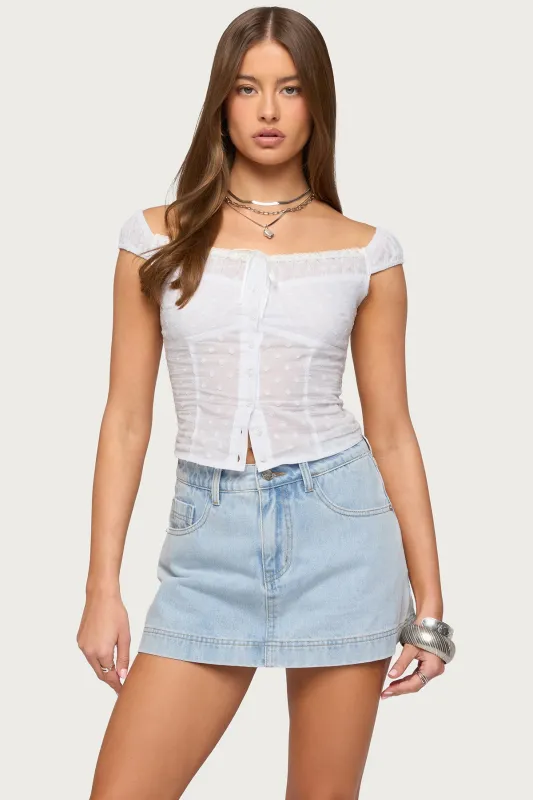 Laura Off Shoulder Dotted Cotton Top made by Edikted