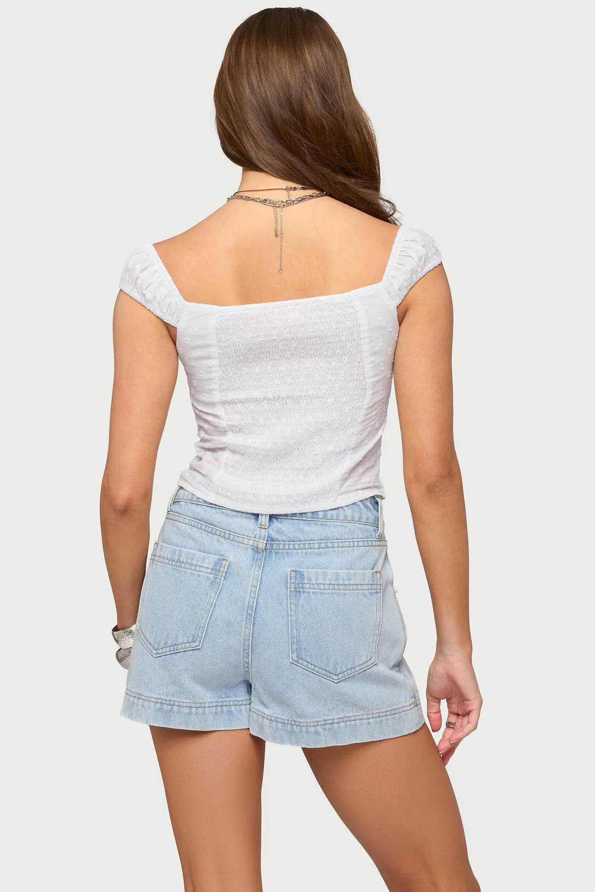 Laura Off Shoulder Dotted Cotton Top sold by Edikted product image thumbnail 4