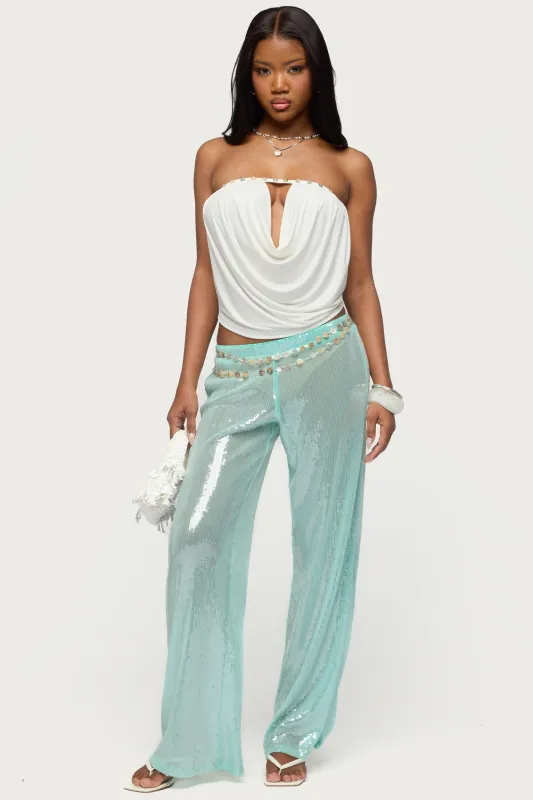 Avalee Sequin Wide Leg Pants sold by Edikted
