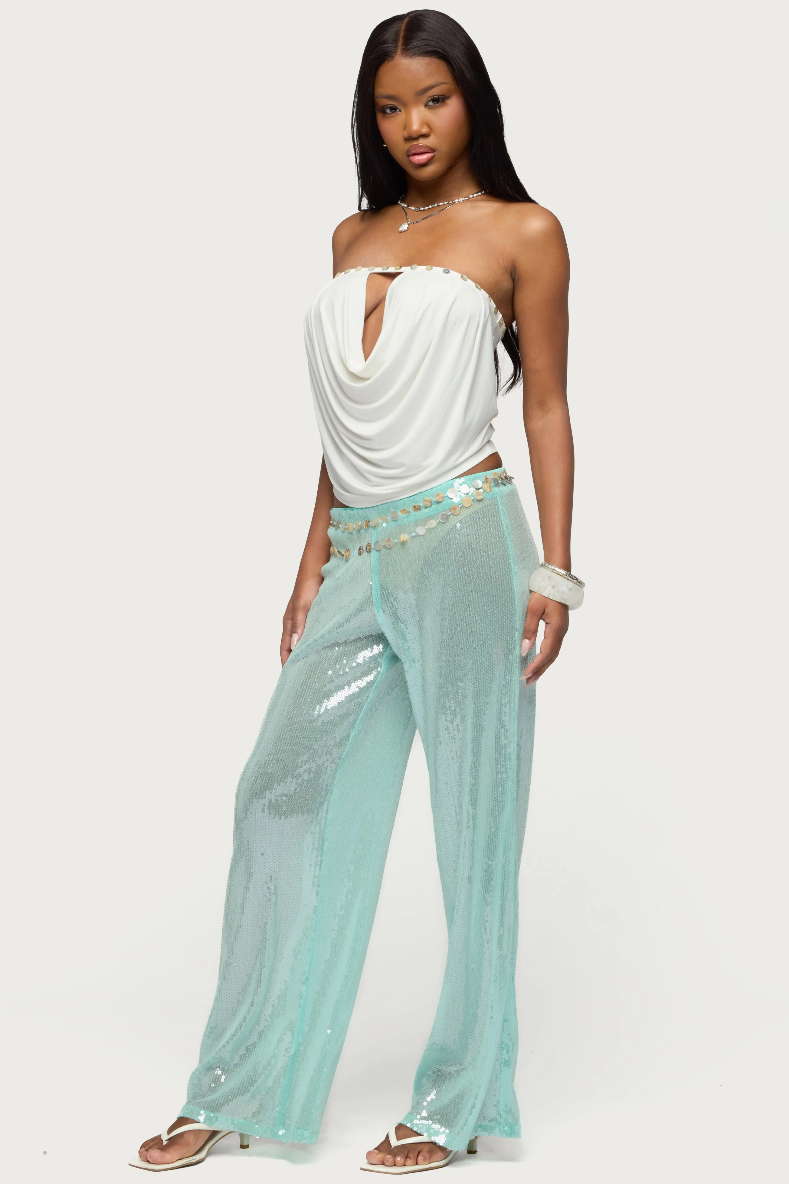 Avalee Sequin Wide Leg Pants sold by Edikted product image thumbnail 3