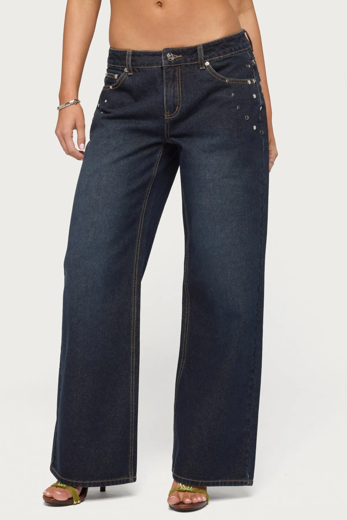 Spiral Studded Low Rise Baggy Jeans sold by Edikted product image thumbnail 2