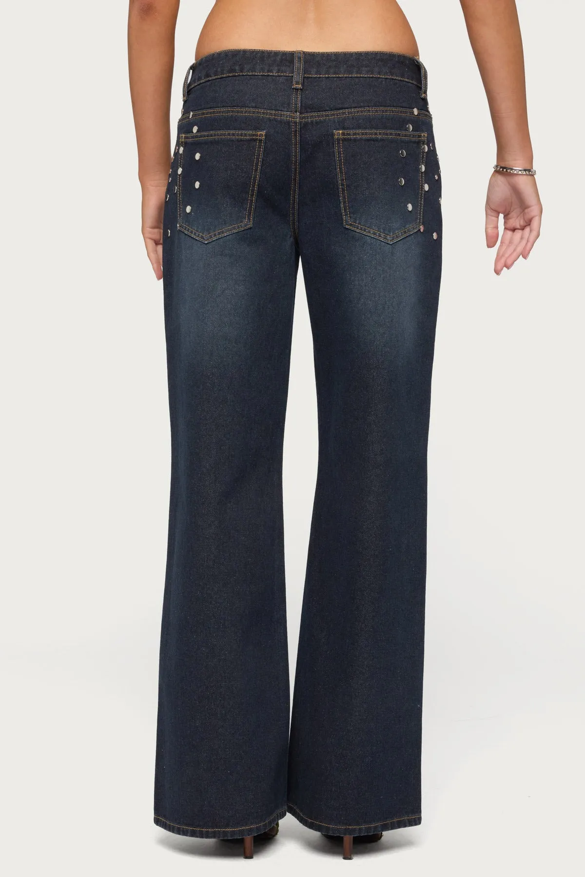 Spiral Studded Low Rise Baggy Jeans sold by Edikted product image thumbnail 4
