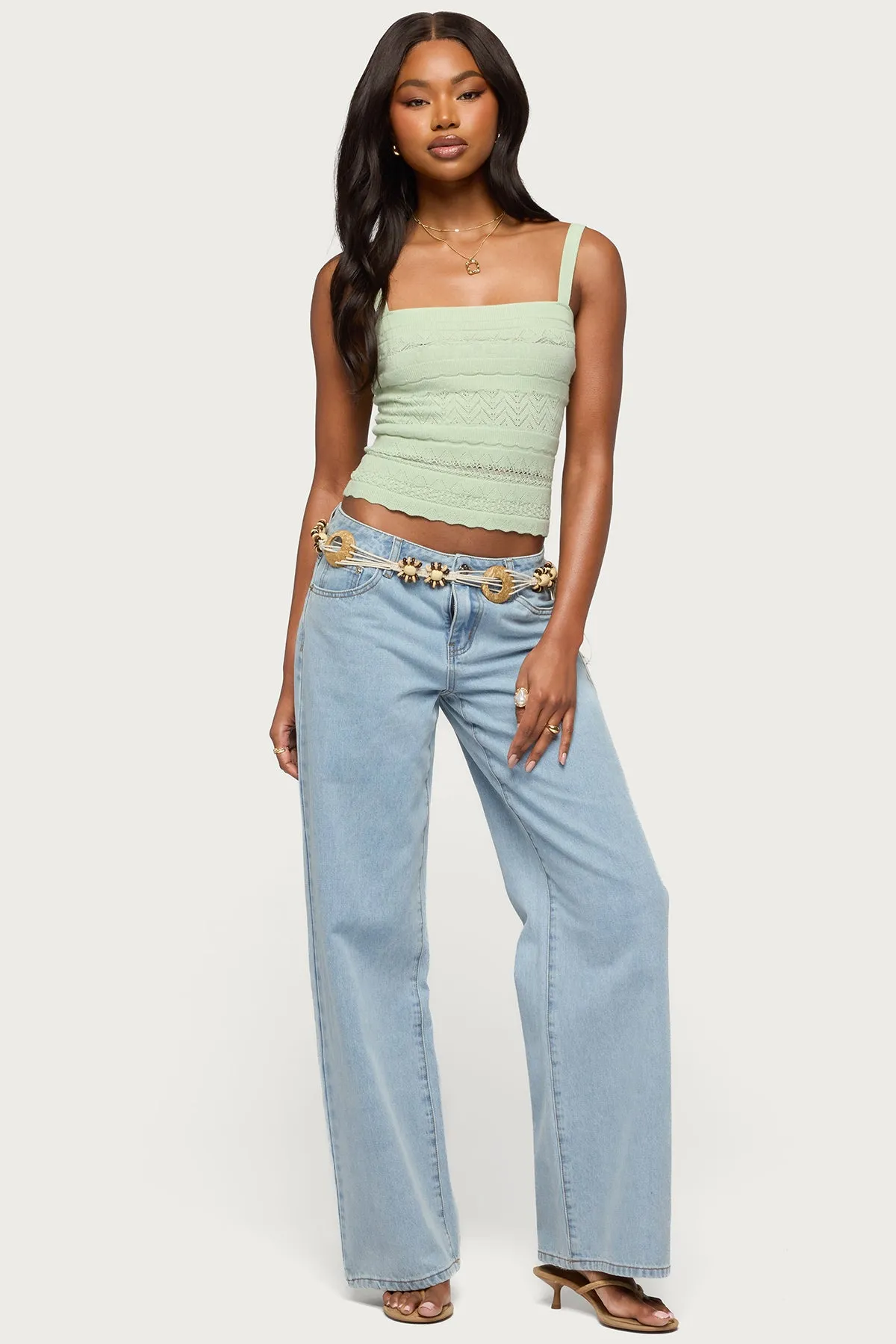 Naia Pointelle Knit Tank Top sold by Edikted product image thumbnail 5