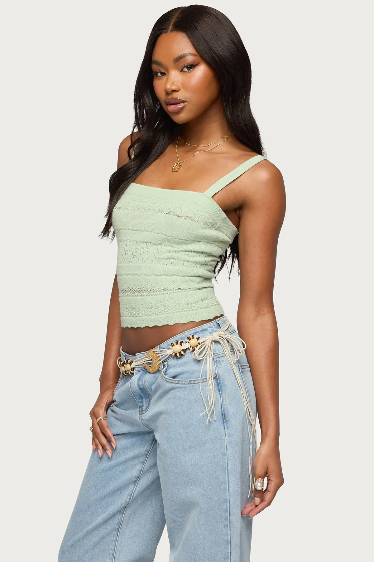 Naia Pointelle Knit Tank Top sold by Edikted product image thumbnail 3