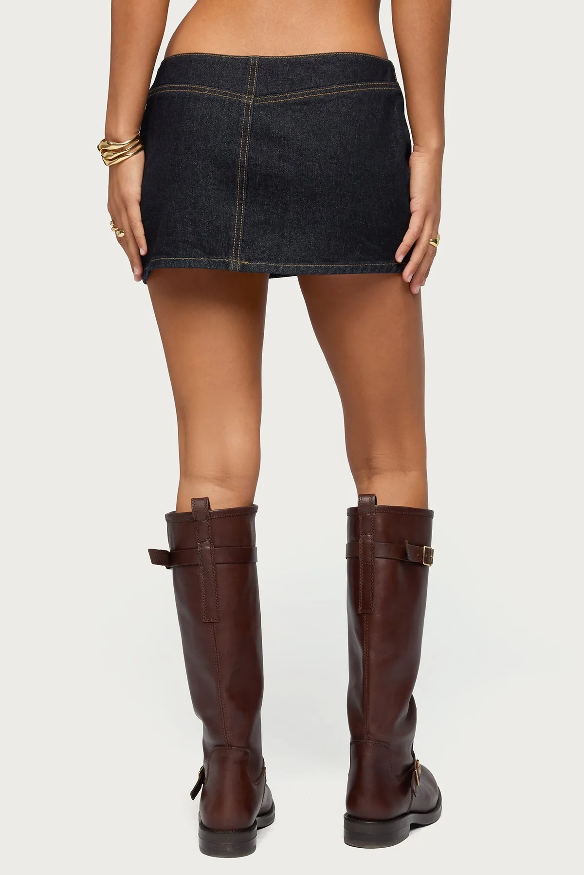 Leire No Waistband Denim Mini Skort sold by Edikted product image thumbnail 5