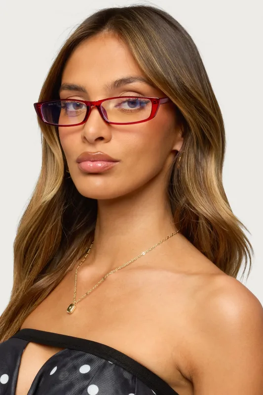 Blue Light Rectangle Glasses made by Edikted