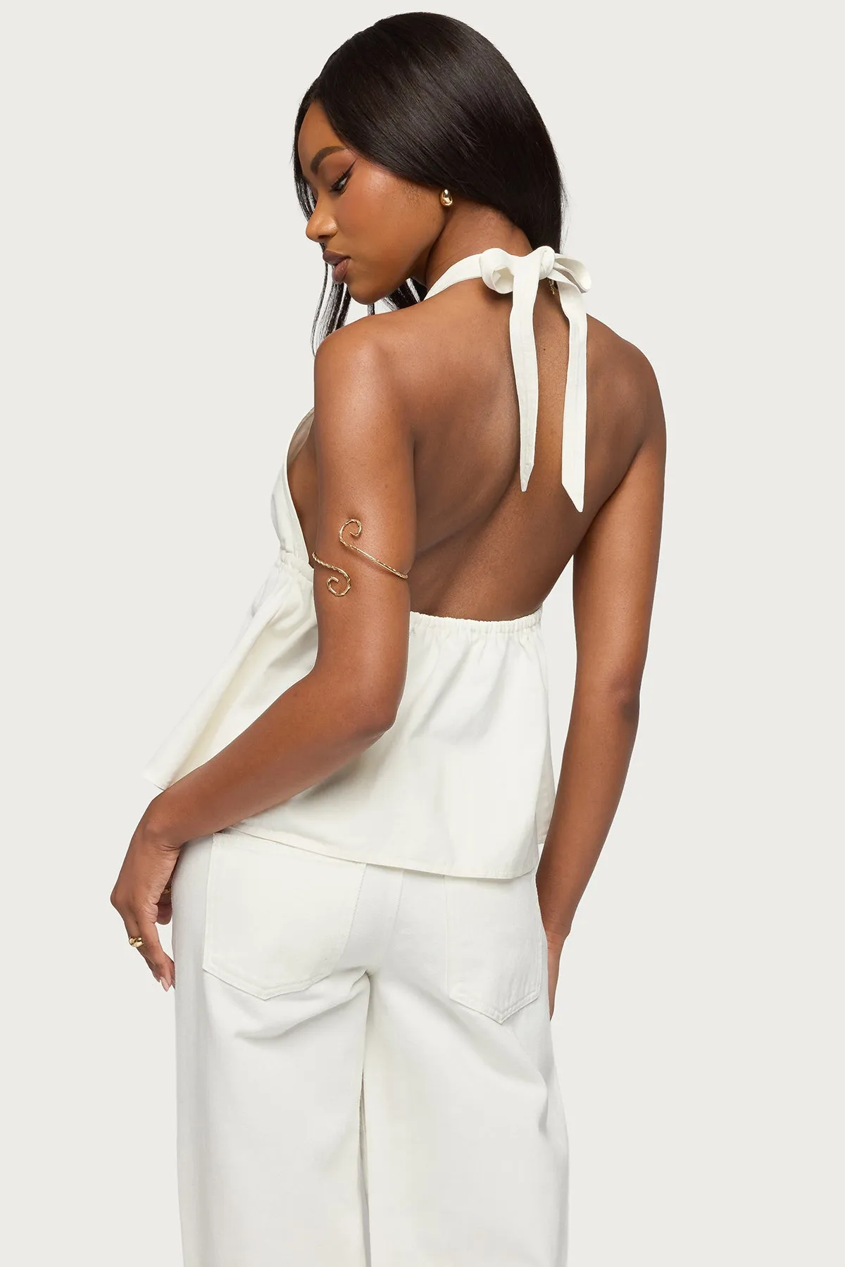 Safia Denim Halter Top sold by Edikted product image thumbnail 5