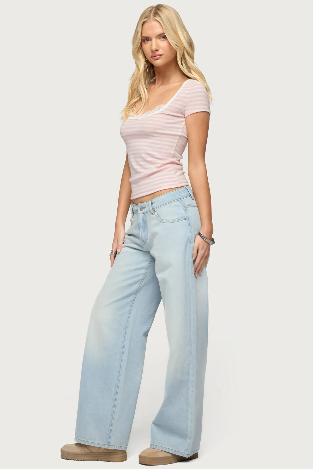 Layered Lacey Striped T Shirt sold by Edikted product image thumbnail 4