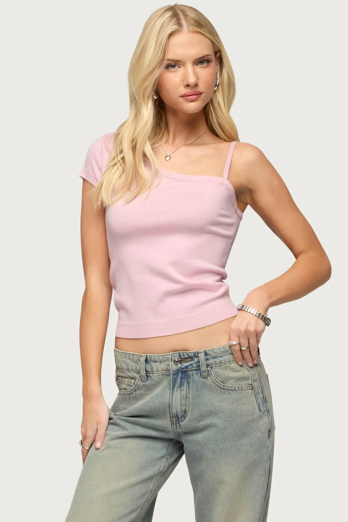 Lorelai Asymmetric Knit Top sold by Edikted