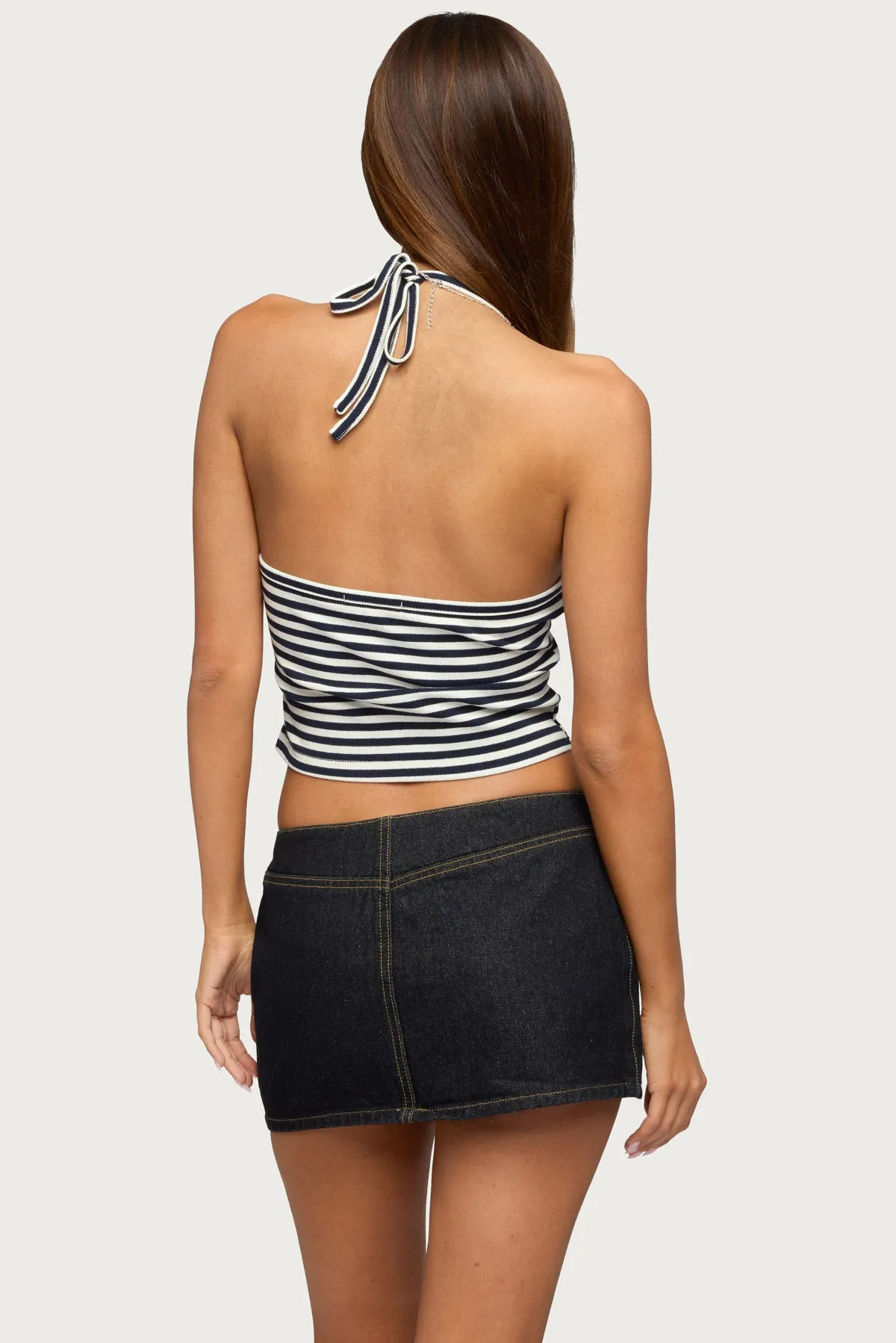 Velma Striped Ribbed Halter Top sold by Edikted product image thumbnail 5