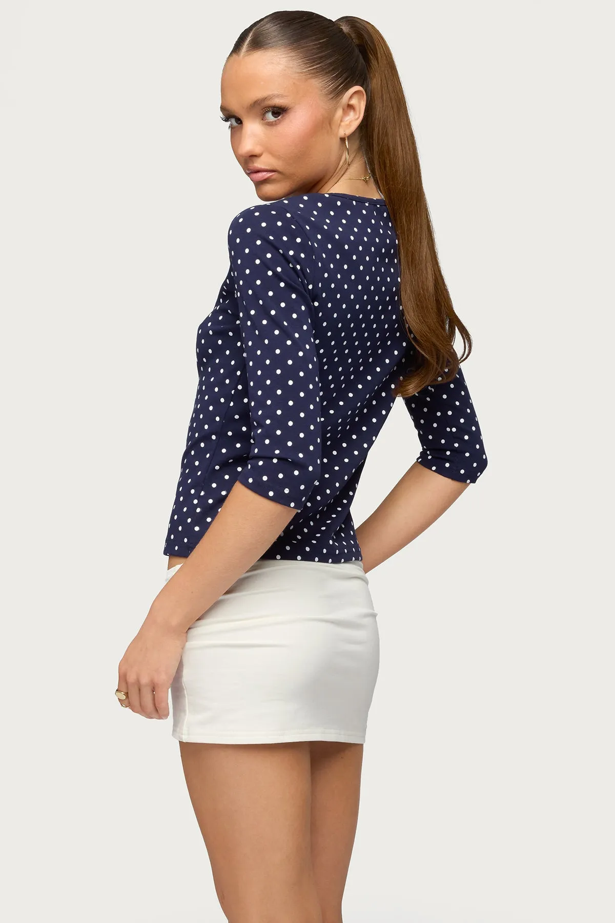 Lela Polka Dot Quarter Sleeve Top sold by Edikted product image thumbnail 3