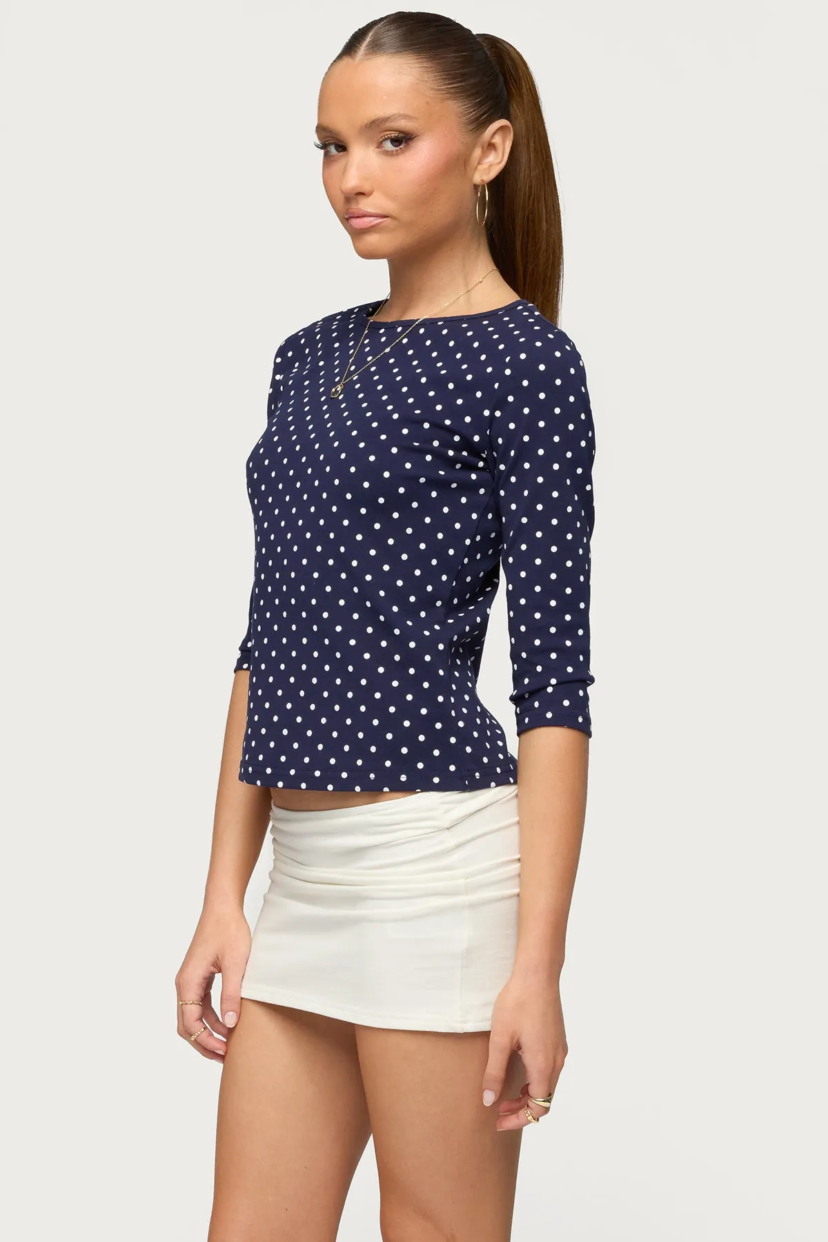 Lela Polka Dot Quarter Sleeve Top sold by Edikted product image thumbnail 4