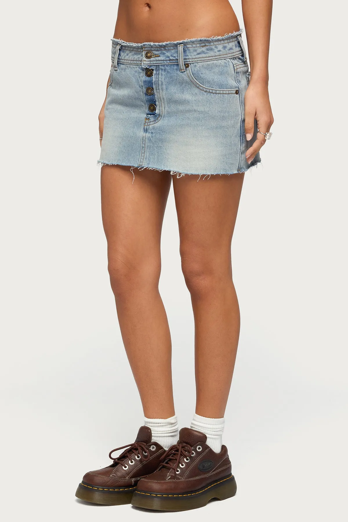 Emree Distressed Denim Mini Skirt sold by Edikted product image thumbnail 3