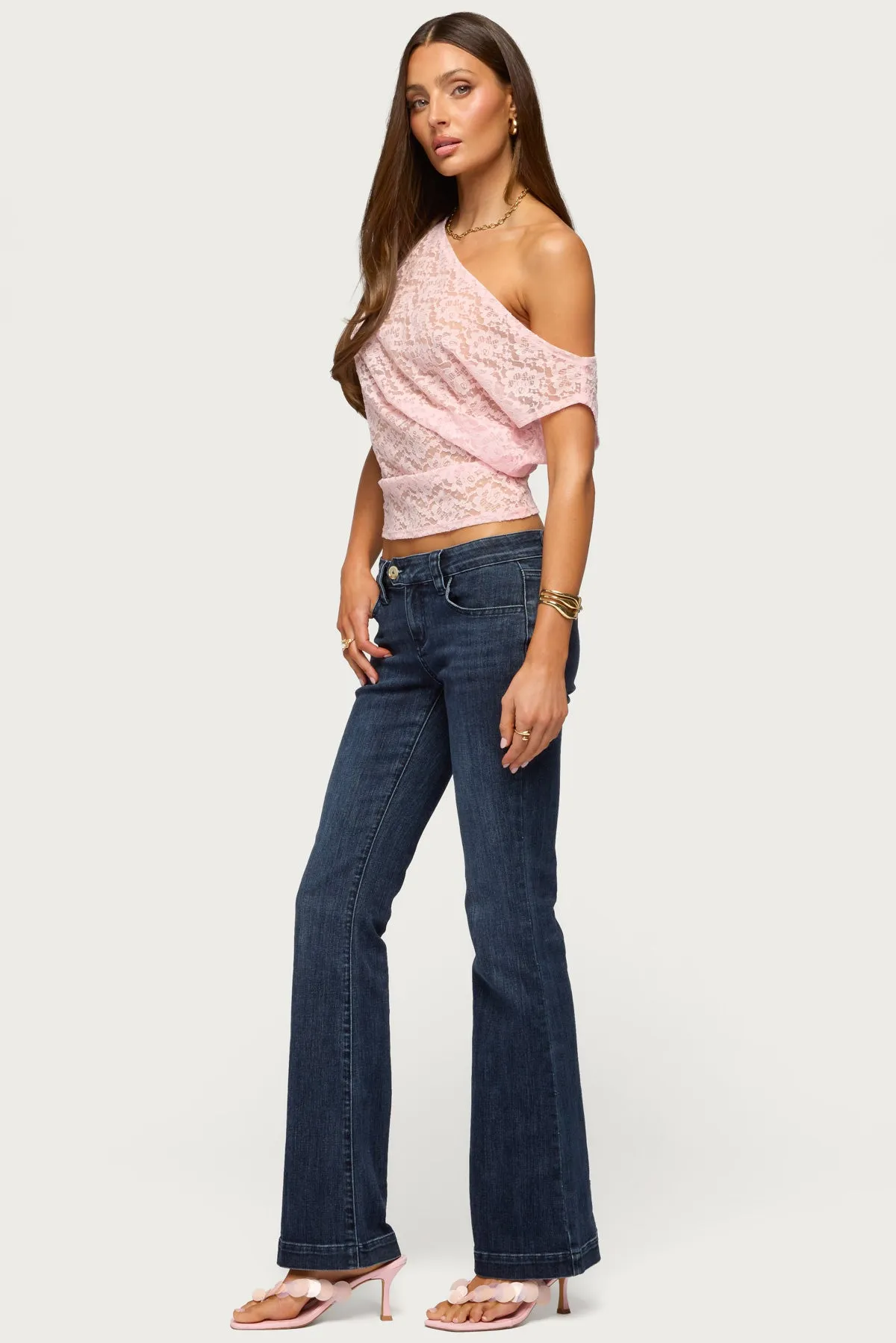 Kessa Sheer Lace Off Shoulder Top sold by Edikted product image thumbnail 4