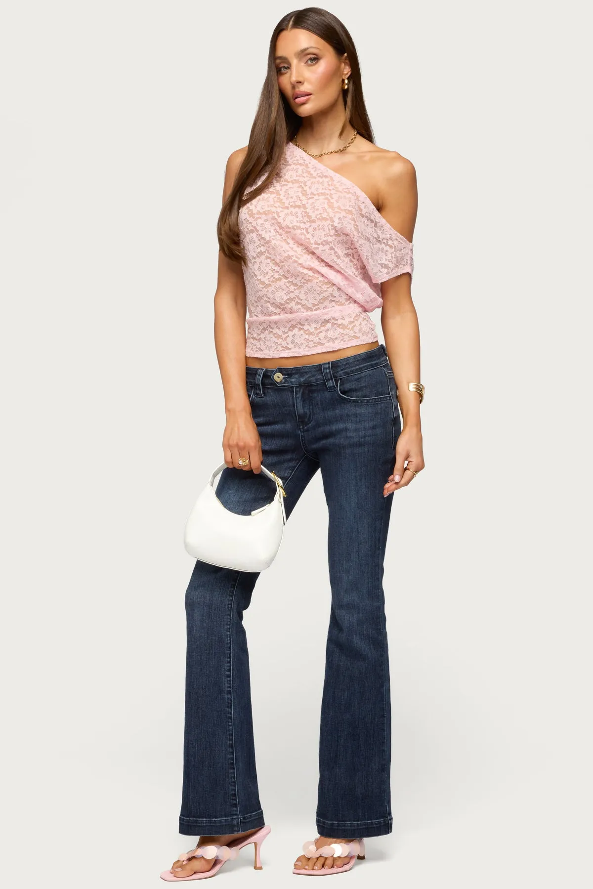 Kessa Sheer Lace Off Shoulder Top sold by Edikted product image thumbnail 2